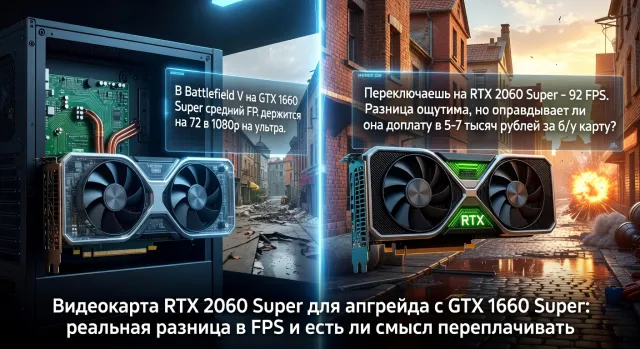 Видеокарта RTX 2060 Super для апгрейда с GTX 1660 Super: реальная разница в FPS и есть ли смысл переплачивать