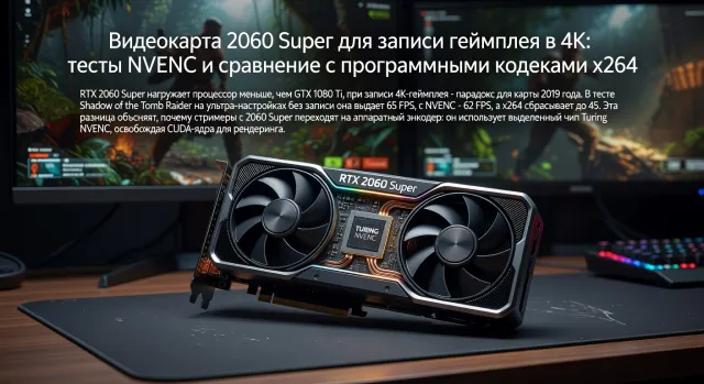 Видеокарта 2060 Super для записи геймплея в 4K: тесты NVENC и сравнение с программными кодеками x264